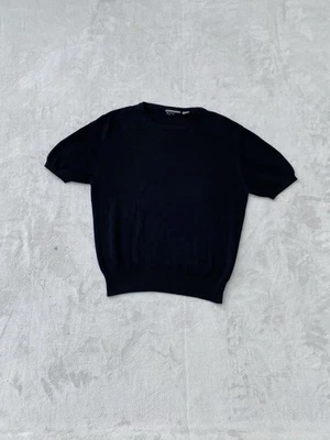 女式 100% 真丝针织上衣大码修身圆领安静豪华黑色 — 第 1/4 张图片