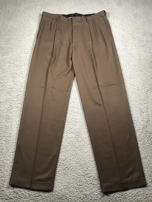 Pantalones de vestir Haggar Mynx para hombre marrón 38x34 plisados calce clásico sin planchar nuevos con etiquetas Foto 1 de 4