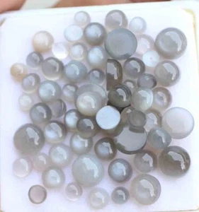 41.10 Cts Natural Beautiful Gray Moonstone Round Cabochon 8 mm Gemstone - Picture 1 of 3