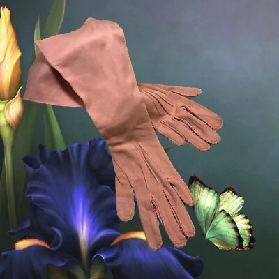 Guantes de mujer vintage largos rosa Van Raalte nailon años 40’s cosplay ¡Leer por favor! Foto 1 de 4