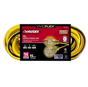 ¡NUEVO! Cable de extensión interior/exterior de alta resistencia HUSKY VividFlex 25 ft 14/3 - Imagen 1 de 5
