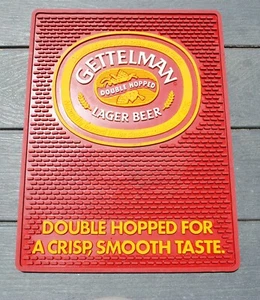 Tappetino da bar in gomma birra vintage RARO Gettelman Lager doppio salto - Foto 1 di 8
