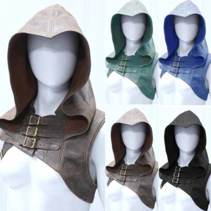 Retro Medieval Shoulder Cloak Leather Headsuit Renaissance Cosplay Costume - Picture 1 of 14