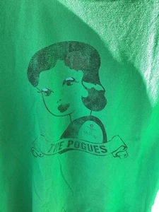 Pogues Shirt Punk Rock Vintage Shane McGowan Kristy MacColl Green Pinup - Picture 1 of 6