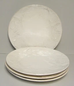 Blue Sky SEAHORSE SEASHELL MENAGERIE (WHITE) Dinner Plates SET OF FOUR More Here - Picture 1 of 3