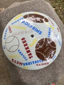 VINTAGE MID CENTURY NFL, AFL, ABA, NBA, AL,NL TEAMS CEILING LIGHT GLASS SHADE - Picture 1 of 15