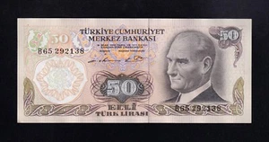 F.C. TURQUIA TURKEY , 50 LIRAS 1970 (1976) , S/C- (AUNC) , P.188 . - Imagen 1 de 2