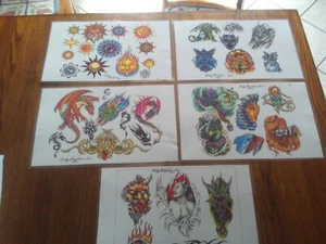 Tattoo Flash sheets ,1997 Body Graphics 11 x 17 Laminated with line drawings - Picture 1 of 3