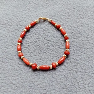 Bracciale di perle di corallo rosso naturale braccialetto di perle di corallo... - Foto 1 di 12