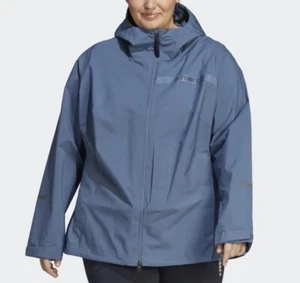 Adidas Women’s TERREX Multi Rain.Rdy 2.5 Layer Rain Jacket Blue HM3985 Size 1XL - Picture 1 of 14