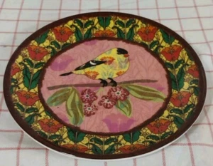 Blumen Singvogel auf Ast Teller Tim Coffey Carson Home Accents 7 3/4" - Bild 1 von 3