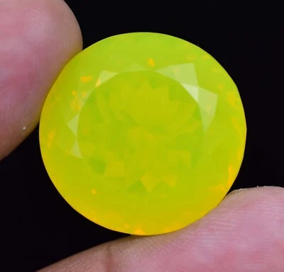61.30 Ct Natural Neon Yellow Opal Round Certified Welo Loose Gemstone Foto 1 de 4