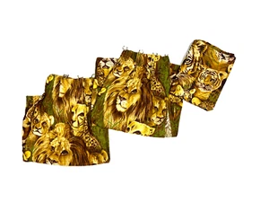 Vintage 1970s Set 3 Curtains Rare Lion Print Valances Pinch Pleat Tiger African - Picture 1 of 7