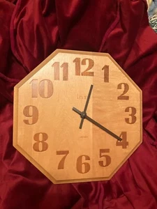 Linden Vintage Wood Octagon Octagonal MCM Mid-Century Style Wall Clock - Picture 1 of 8