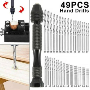 49PCS Precision Pin Vise Hobby Micro Hand Twist Drill Bits Mini Rotary Tools FS - Picture 1 of 8