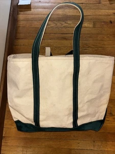 De colección 80-90s LL Bean Boat and Tote Lona Hecho en EE. UU. Verde Tostado Caqui Grande XL - Imagen 1 de 7
