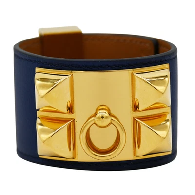 HERMES | Blaues Leder Collier de Chien Armband - Bild 1 von 4