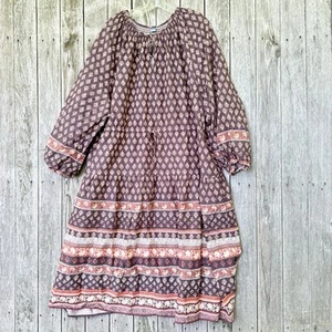 Antiguo Vestido Campesino Boho Azul Marino Floral Para Mujer’s 2X Cottage - Imagen 1 de 7