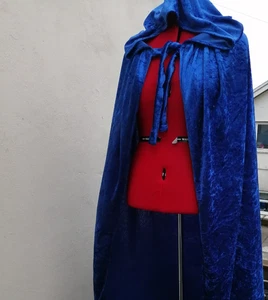royal coloured crushed velvet cloak with hood princess fantasy sleeveless (p105) - Picture 1 of 2