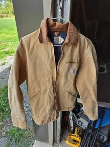 Vintage 80s CARHARTT 6BLJT Men’s 42 Tall Brown Blanket Lined Detroit Jacket - Picture 1 of 17