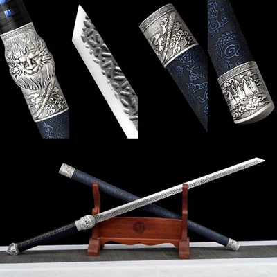 Carbon Steel Chinese Tang Dynasty Dao Sword Straight Blade Wukong Fittings - Image 1 of 4