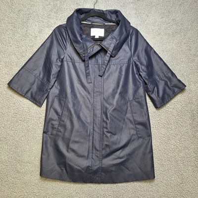 Chaqueta Banana Republic Mujer S Viento Impermeable Azul Marino Manga Corta 3/4 Línea A Foto 1 de 4