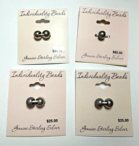 NEW Lot Sterling Silver Individuality 7 Beads on Cards Jewelry Crafting - Picture 1 of 5