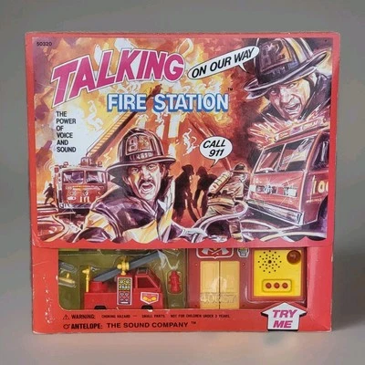 1994 Talking Fire Station Toy Set Original Box Antelope Toys USA Unopened Vintage - Image 1 of 4