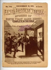 Fame and Fortune Weekly Dec 19 1919 #742 FR/GD 1.5 Low Grade - Picture 1 of 2
