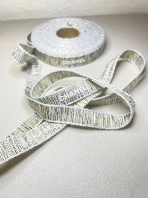 3 Yards of Chanel LE Gray-Gold Holiday Gift Wrap Ribbon 100% New and Authentic - Image 1 of 3
