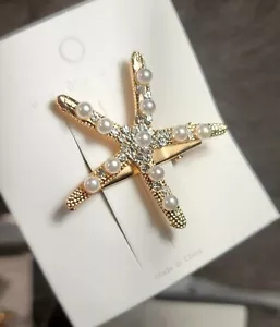 Women Starfish Hair Clips. Bridal Hair, Evening Wear. Starfish. Gold tone. - Picture 1 of 8