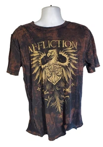 Camisa Affliction Para Hombres 2XL Gótica Grunge Marrón Camiseta Ropa de Calle (K4) - Imagen 1 de 6
