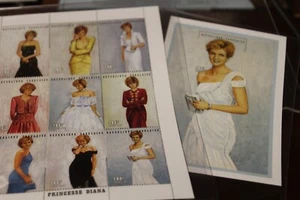Juego de 9 estampillas postales de vestidos reales de princesa Diana L.E-blanco - Imagen 1 de 20