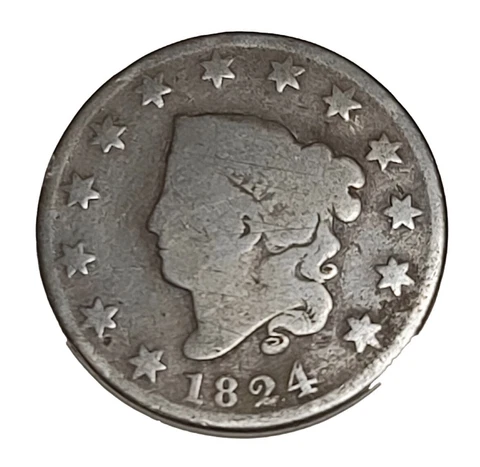 1824 1C Coronet Head Large Cent [N-4] Cover