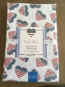 Colordrift Pride Heart Water Resistant Tablecloth 60x84” NWT - Picture 1 of 2