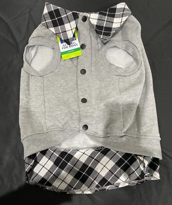 Dog Sweatshirt Gray Polar Bear Collared Snap Up Large With Tags Top Paw - Image 1 of 4