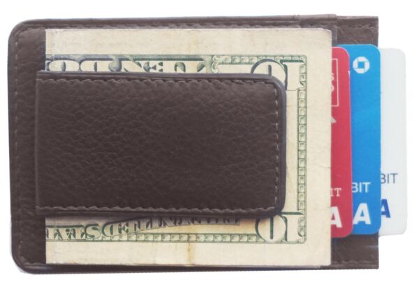 Mens Leather Money Clip Slim Front Pocket Wallet Magnetic ID Credit Card Holder