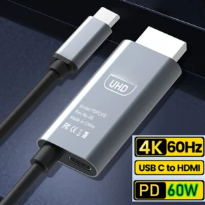 USB C HDMI Adapter 4K 60Hz USB Type C to HDMI Cable with PD 60W Charging for mac - Picture 1 of 26