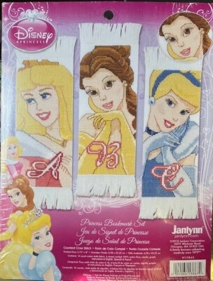 Janlynn Disney Princess Bookmark Set 1138-63 Counted Cross Stitch Kit NIP 2010 - Image 1 of 2