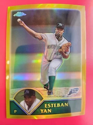 2003 Topps Chrome Gold Refractors #123 Esteban Yan 264/449 -Tampa Bay Devil Rays - Image 1 of 2