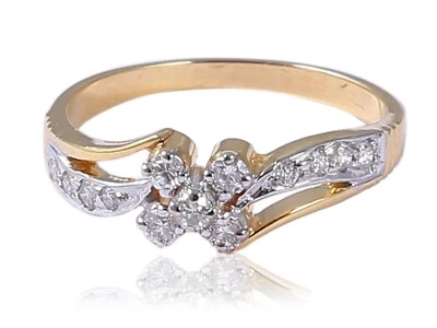 Radiant 0,40 Cts Ronde Brillante Naturel Diamants Fiançailles Bague 18K Or jaune - Photo 1/4