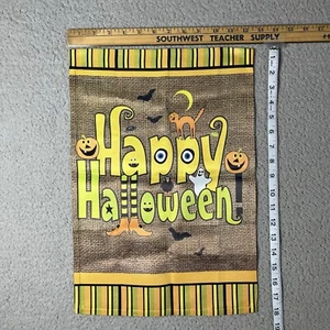 Feliz Halloween Jardín Bandera Murciélagos, Fantasmas, Gatos Doble Cara 18"x12.5" - Imagen 1 de 3