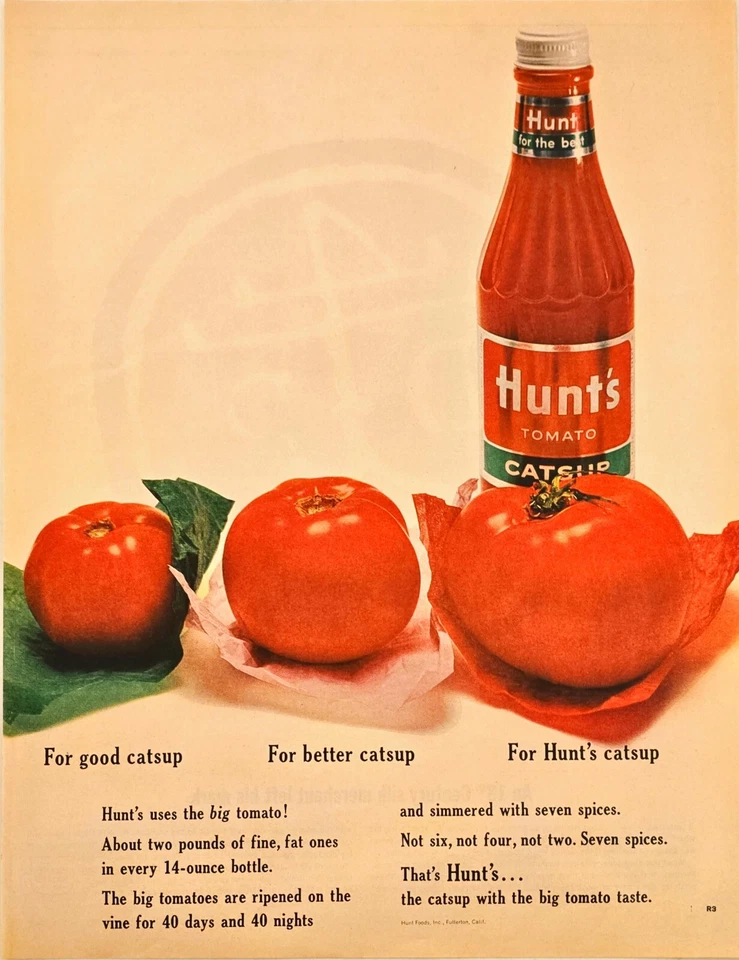 Hunt's Tomato Catsup 14 ounce bottle red garden-1964 Vintage Print Ad - Image 1 of 1