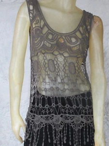 BOHO HIPPIE Green Crochet Open Knit Sleeveless Top Size L - Picture 1 of 1