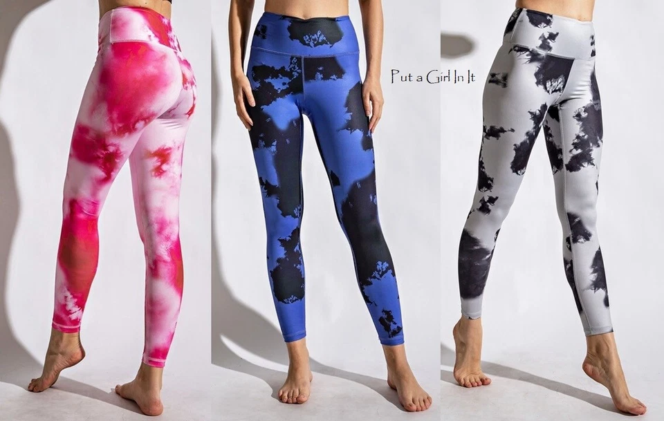 Nuevo TALLA GRANDE Mujer AZUL ROSA GRIS TIE DYE MICROFIBRA LEGGINGS PANTALONES 1X 2X 3X Foto 1 de 1
