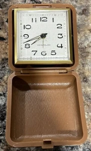 Westclox Folding Wind-Up Travel Alarm Clock Gold Trim - Picture 1 of 5