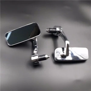 7/8" Handlebar End Rectangle Mirror Rearview For Cafe Racer Bobber Old School - Picture 1 of 4