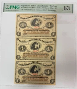 ARGENTINA, EL BANCO OXANDABURU Y GARBINO, 4 REALES BOLIVIANOS, 2 ENERO 1869 - Picture 1 of 2