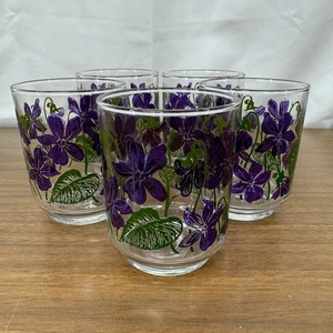 Set Of 5 Libbey Violet Pattern Juice Glasses MCM - Bild 1 von 3