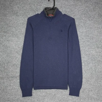 Suéter Pullover Para Hombres The North Face Azul Marino 1/4 Cremallera Talla S Mezcla de Algodón Lana Foto 1 de 4
